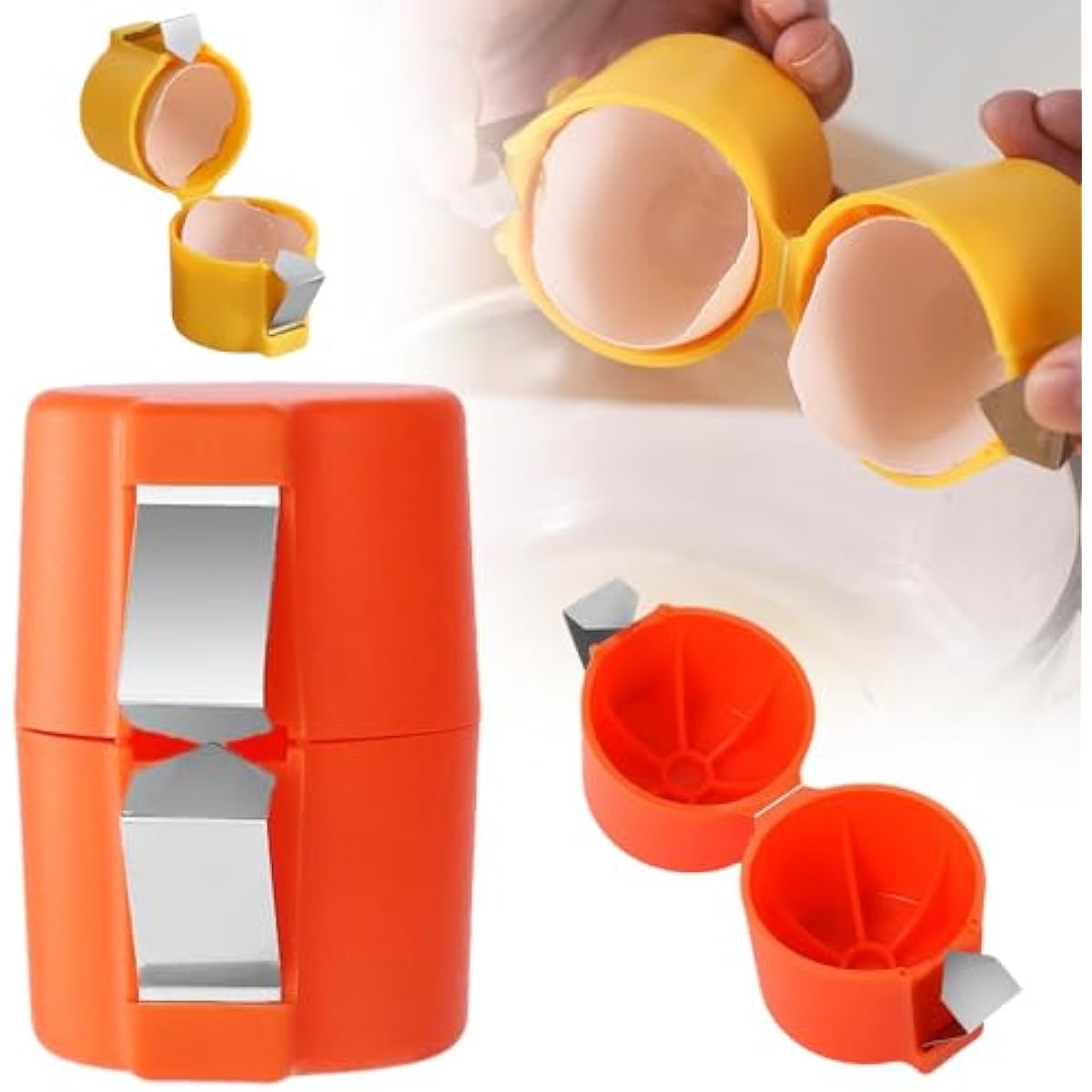Stainless Steel Egg Shell Opener, 2025 New Egg Shell Cutter Egg Shell Separator for Raw Eggs Gadgets, Multifunctional Egg Cutter Egg Cracker Separator for Home Kitchen (Red)