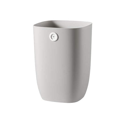 Bathroom Trash Can, Plastic Rectangular Garbage Can with Trash Liner Holder for Bedroom, Living Room, Small Indoor Waste Basket, 7L, Grey