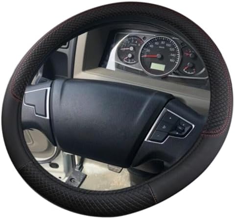 Car Van Semi Truck Trailer Bus Leather Steering Wheel Cover 15" 16" 17" 18" 19" Maximum Grip (Black,50cm/19.5in)