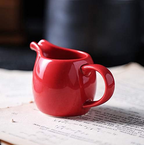 CHOOLD 2 pcs Mini Ceramic Creamer with Handle, Coffee Milk Creamer Pitcher - Red - 1.5 oz
