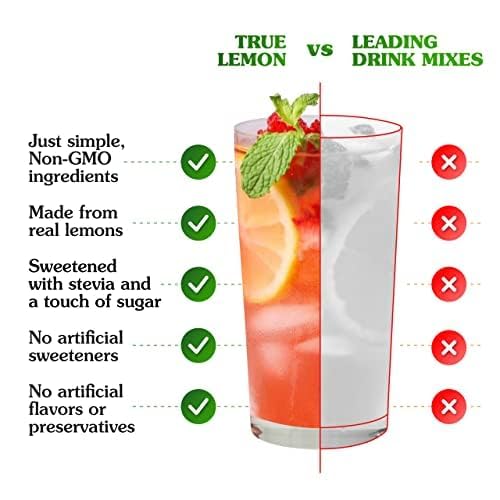 True Lemon Strawberry Lemonade 10ct (Pack of 12) - Drink Mix - No Artificial Sweeteners, Low Calorie - Powdered Drink Mixes & Flavors - Water Flavor Packets & Water Enhancer with Stevia
