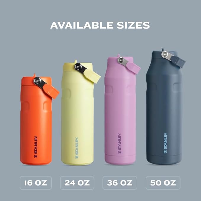 Stanley IceFlow Flip Straw 2.0 Water Bottle 16 oz | Built-In Straw with Larger Opening | Lightweight and Leak Resistant | Insulated Stainless Steel | BPA-Free | Rose Quartz