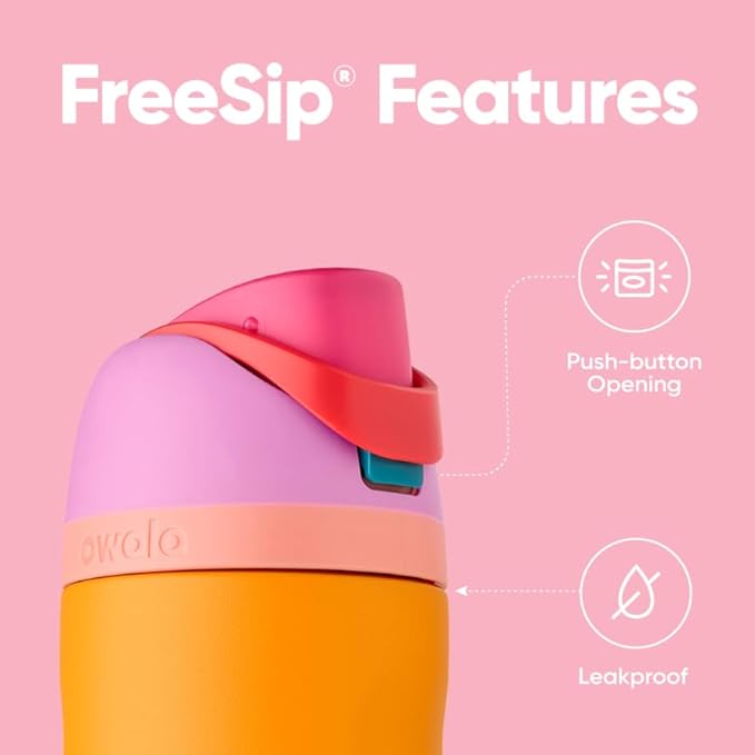 Owala FreeSip Insulated Stainless Steel Water Bottles Bundle - 24 oz Tropical and 16 oz Berries Kids
