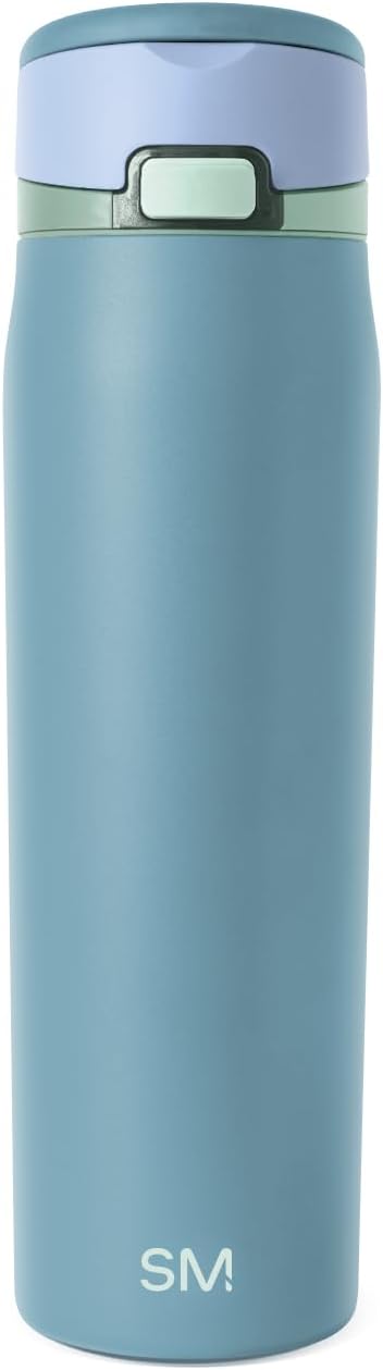 Simple Modern Mesa Loop Water Bottle with Covered Straw and Handle | 24oz Cup Holder Friendly Insulated Stainless Steel Bottles for Travel, Sports and School | Glacier Bay