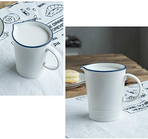 CHOOLD Blue and White Navy Style Ceramic Creamer with Handle, Coffee Milk Creamer Pitcher for Kitchen
