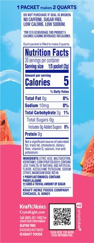 Crystal Light Sugar-Free Strawberry Watermelon Low Calories Powdered Drink Mix 6 Count Pitcher Packets