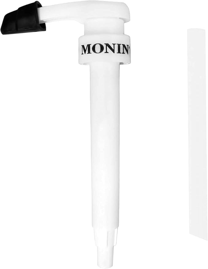 Monin - Syrup Pump, Exclusively for 1 Liter (33.8 fl oz) Plastic Bottles | Mess-Free Dispensing + Tip Cover Included (White)