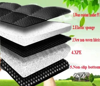 Car Floor Mats for 99% Cars, Trucks and SUVs Full Coverage Pads Protection Non-Slip Leather Floor Liners (Black/Beige)