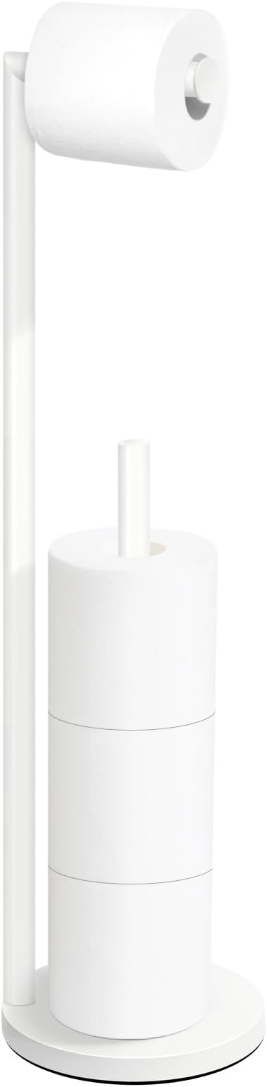 Toilet Paper Holder Stand,Toilet Paper Holder Free Standing,White Toilet Stand Holder for 4 Rolls,Toilet Paper Storage by Bathth