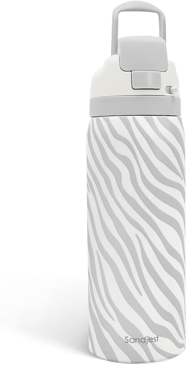 Zebra Print Insulated Stainless Steel Water Bottle with Straw for Sports and Travel, 32oz, Gifts for Women Girls Friends Teens Birthday Christmas