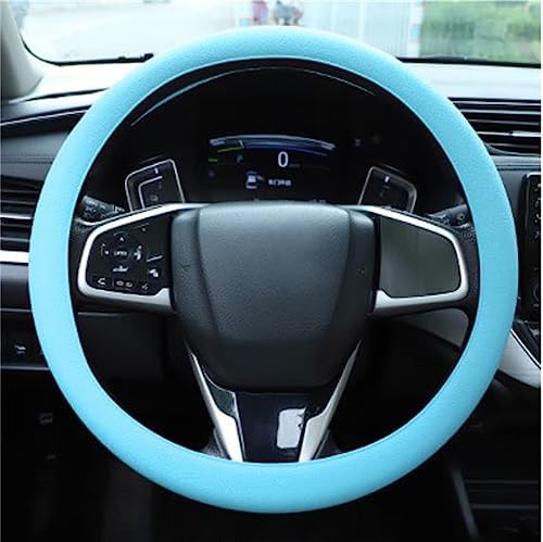 Cool Anti-Slip Silicone Steering Wheel Protector - Universal Car Steering Wheel Protective Cover - Summer Easy to Clean Silicone Car Steering Wheel Cover (Light Blue)