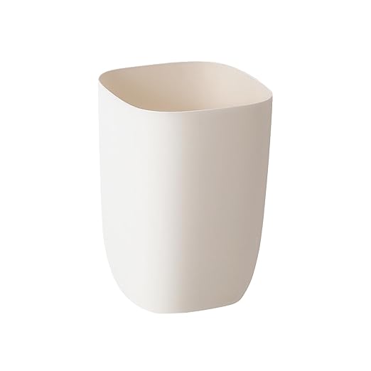 Bathroom Trash Can, Small Garbage Can for Bedroom, Living Room, Kitchen, Slim Cute Plastic Waste Basket for Office, 7L, Ivory White