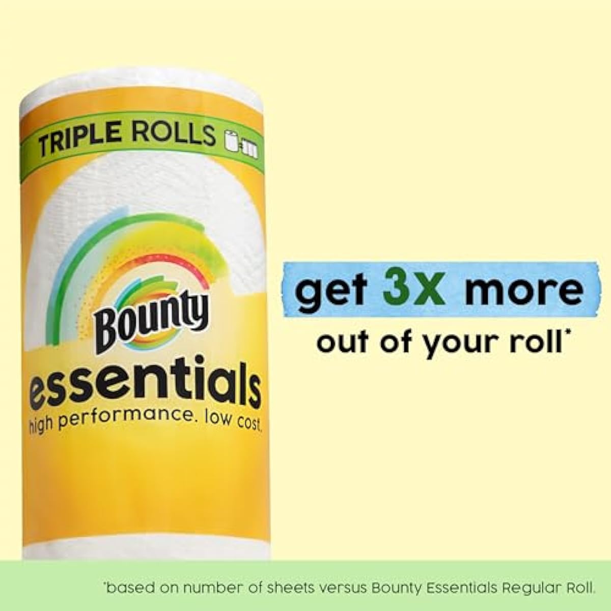 Bounty Essentials Select-A-Size Paper Towels, White, 2 Triple Rolls = 6 Regular Rolls (Packaging May Vary)
