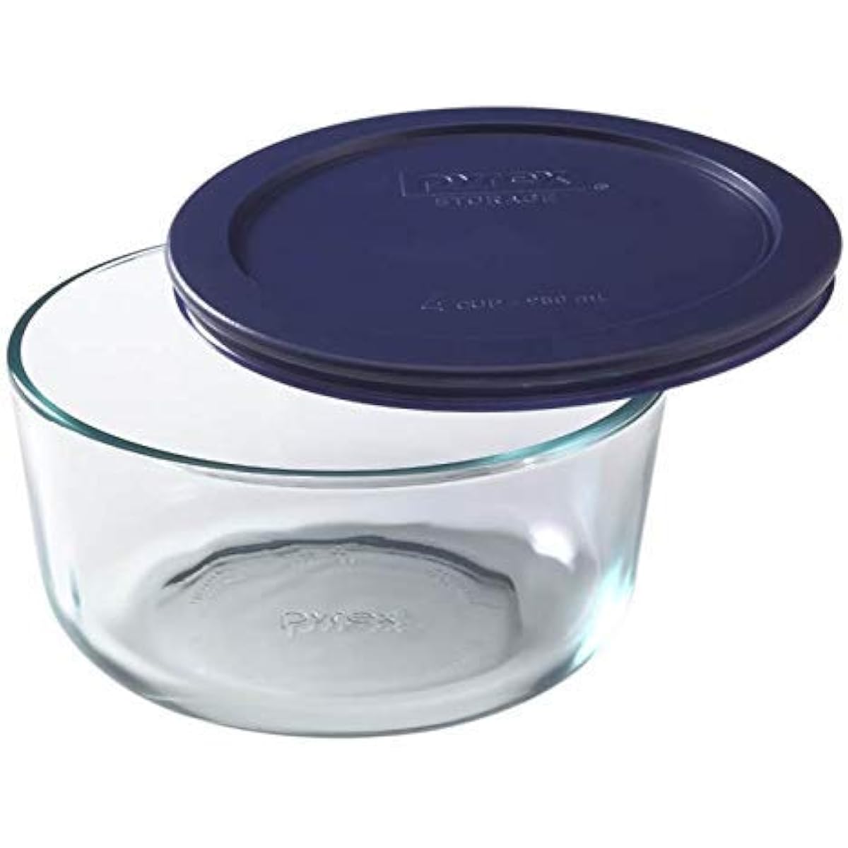 Pyrex 7200 2-Cup Glass Bowl & 7200-PC Dark Blue Lid (6-Pack) - Made in USA
