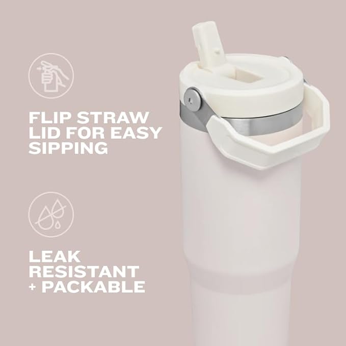 STANLEY IceFlow 2.0 Flip Straw Tumbler with Handle 40 oz | Twist On Lid and Flip Up Straw | Leak Resistant Water Bottle | Insulated Stainless Steel | BPA-Free | Frost