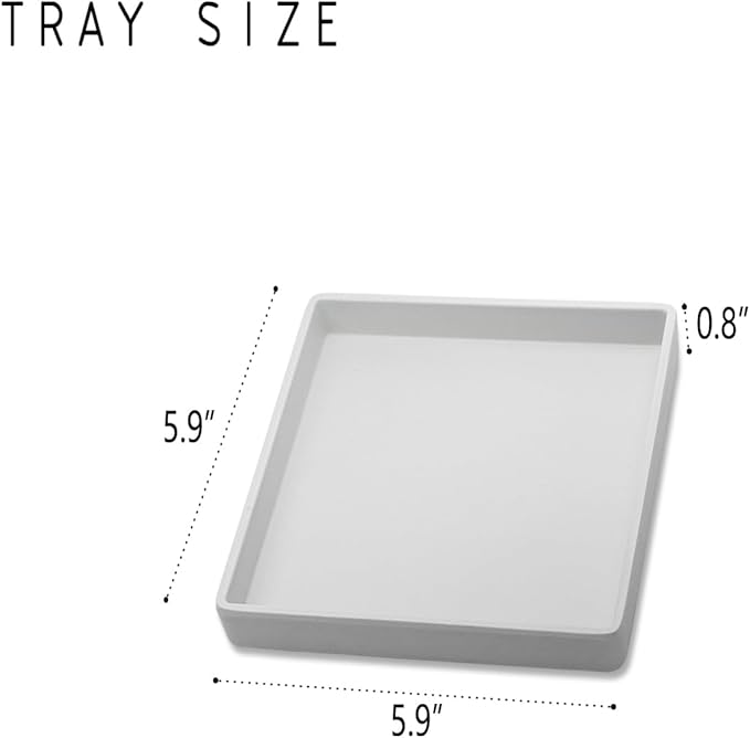 Small Square Tray (5.9 inch) 3 Pack, Durable White Tray for Desserts & Organization, Lightweight for Coffee, Drinks, Party, Seasoning, Perfume and Display.