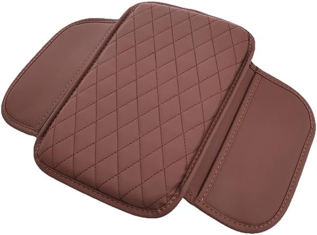 Car Center Console Cover for Jeep Compass 2006–2025 2026 MK/MP, Waterproof Anti-Scratch Leather Armrest Pad, Console Cushion with Side Storage Pocket, Soft Padding Auto Armrest Mat,E-Brown