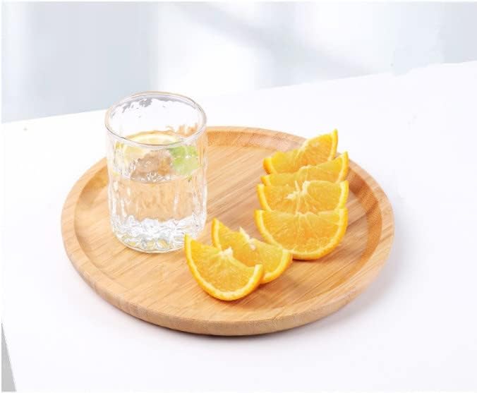 Round Bamboo Tray, Wood Serving Tray, Wooden Platter, Wood Charcuterie Board, Decorative Tray for Coffee Table, 7.9 inch