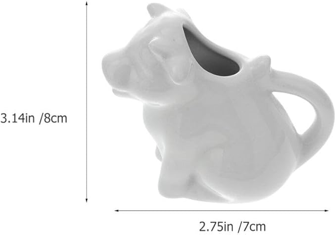 STOBAZA 2 Ceramic Pitchers For Cream Cow Figures Gravy Boat Animal Shape Milk Jug Cup Coffee Syrup Server Sauce Bowl For Salad Tea Milk Pourer, 7X8X4CM, White