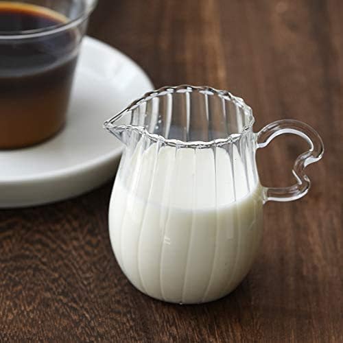 CHOOLD Creative Embossed Stripe Clear Crystal Glass Creamer Pitcher/Serving Pitcher/Sauce Pitcher/Milk Coffee Creamer Jug for Kitchen(4/5.5/9/12oz) (F (6 oz))