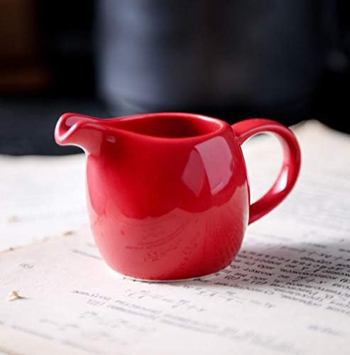 CHOOLD 2 pcs Mini Ceramic Creamer with Handle, Coffee Milk Creamer Pitcher - Red - 1.5 oz