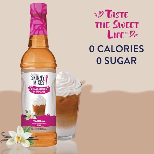 Jordan's Skinny Syrups Sugar Free Coffee Syrup, Vanilla Flavor Drink Mix, Zero Calorie Flavoring for Chai Latte, Protein Shake, Food and More, Gluten Free, Keto Friendly, 25.4 Fl Oz, 1 Pack