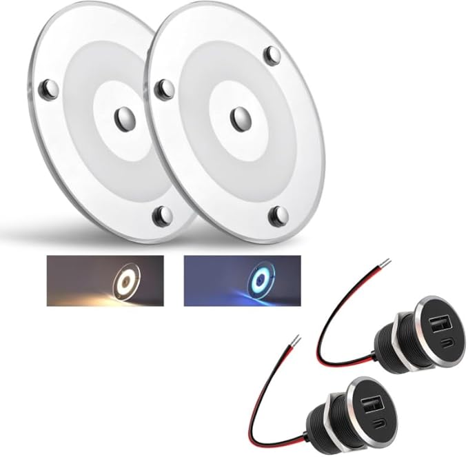 Luxury Mirror Panel Light and RV USB Charger Bundle