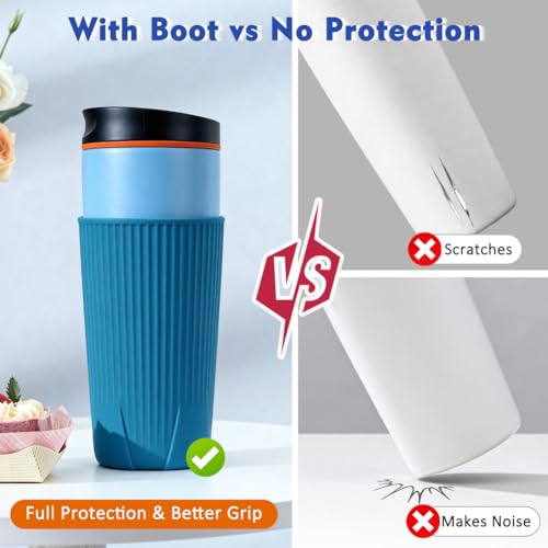 YQL 2-Pack Silicone Water Bottle Boot for Owala 20oz SmoothSip Slider Tumbler – Half-Wrap Protective Cup Sleeve, Anti-Slip Silicone Base for Travel Mug, Reusable & Dishwasher Safe (Blue)