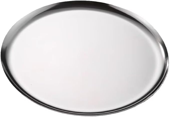 Serving Trays 11.8in Stainless Steel Decorative Tray Round Dessert Trays for Kitchen Wedding Party Light Silver