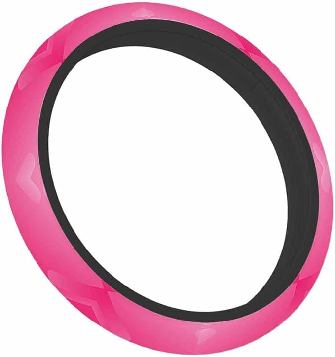 Pink Background Car Steering Wheel Cover Glitter Heart Steering Wheel Cover Car Decor Suitable for Most Vehicles Including Trucks and SUV