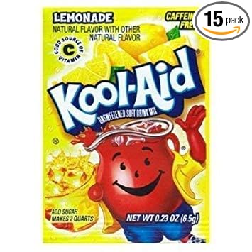 Kool-Aid Soft Drink Mix - Lemonade Unsweetened, Caffeine Free, 0.23 oz/envelope (Pack of 15)