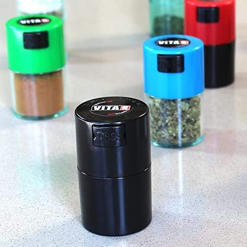 Vitavac - 5g to 20 grams Airtight Multi-Use Vacuum Seal Portable Storage Container for Dry Goods, Food, and Herbs - Green Clear