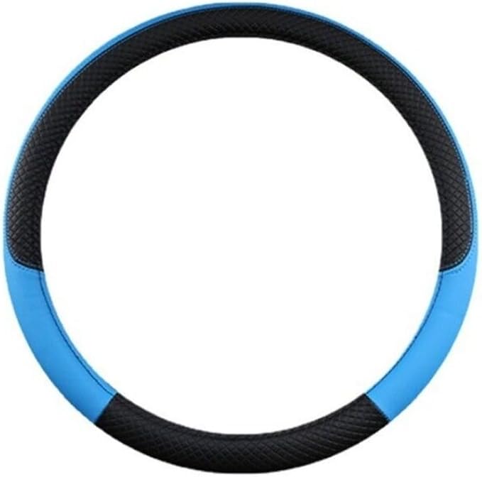 Car Van Semi Truck Trailer Bus Leather Steering Wheel Cover 15" 16" 17" 18" 19" Maximum Grip (Blue,50cm/19.5in)
