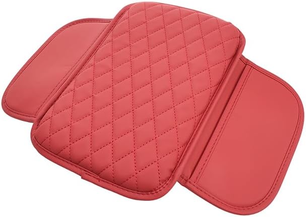 Car Center Console Cover for Jeep Compass 2006–2025 2026 MK/MP, Waterproof Anti-Scratch Leather Armrest Pad, Console Cushion with Side Storage Pocket, Soft Padding Auto Armrest Mat,B-Red