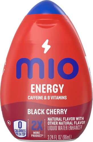 MiO Energy Black Cherry Liquid Water Enhancer Drink Mix, 2x More, 3.24 Fl Oz Bottle, As Seen on TikTok (Pack of 3)