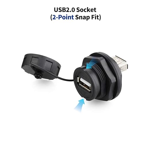 CNLINKO YU Series USB2.0 Panel Mount Socket IP67 Waterproof USB Socket Female Panel Mount Socket