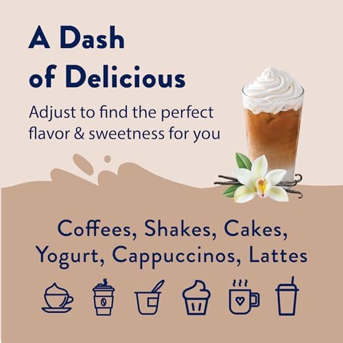 Jordan's Skinny Syrups Sugar Free Coffee Syrup, Vanilla Flavor Drink Mix, Zero Calorie Flavoring for Chai Latte, Protein Shake, Food and More, Gluten Free, Keto Friendly, 25.4 Fl Oz, 1 Pack