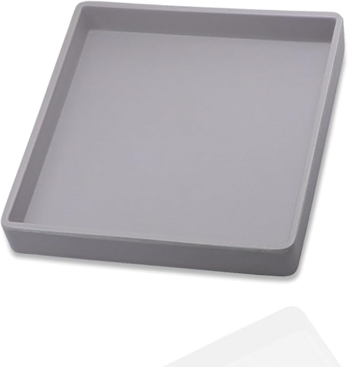 Small Square Serving Tray (5.9 inch), Durable Gray Tray for Desserts & Organization, Lightweight for Coffee, Drinks, Party, Seasoning, Perfume and Display.