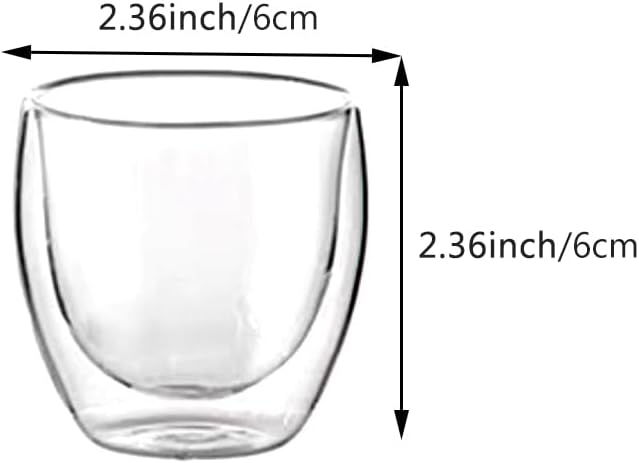 Double Wall Expresso Cups (Set of 6), 3 Ounce Glass Coffee Mugs, Small Insulated Clear Espresso Shot Glasses Cups for Cappuccino Latte Tea, Gift for Chrismas, Brithday