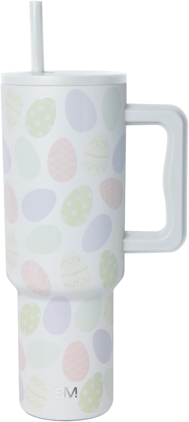 Simple Modern Easter 40 oz Trek Tumbler with Handle and Straw Lid | Cup Holder Friendly Insulated Stainless Steel Travel Mug | Easter Eggs