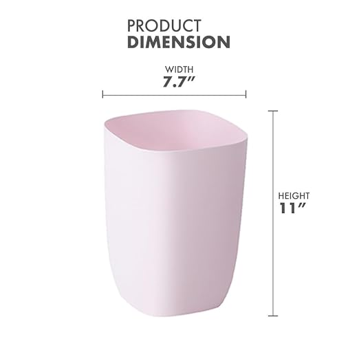 Bathroom Trash Can, Small Garbage Can for Bedroom, Living Room, Kitchen, Slim Cute Plastic Waste Basket for Office, 7L, Pink
