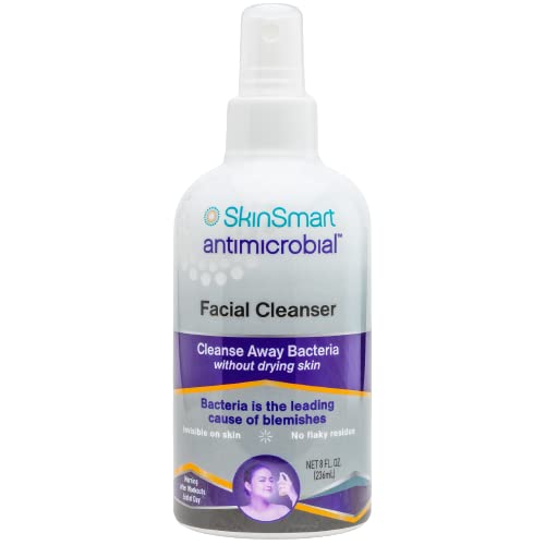 SkinSmart Antimicrobial Facial Cleanser for Breakouts & Blemishes; Hypochlorous Acid Formula Targets Bacteria to Reduce Skin Irritation and Flush Pores Clean, 8 oz Spray, All Ages & All Skin Types