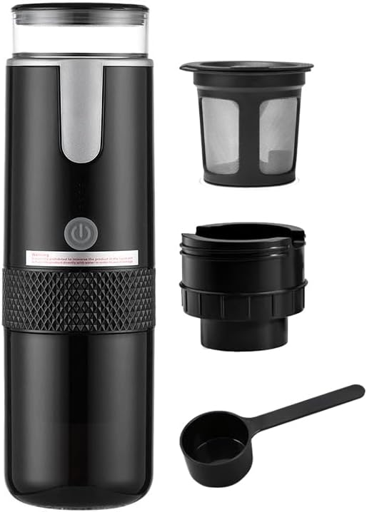 Portable Espresso Machine Type-C Rechargeable Coffee Machine Mini Electric Powder Capsule Coffee Maker 15 Bar Pressure Suitable for Capsule & Coffee Powder for Camping, Travel, Outdoor, RV