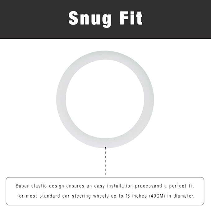 SEGADEN Leather Texture Soft Silicone Car Steering Wheel Cover Universal Anti-Slip Design Protective Case SWT1200 White