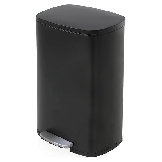 BestMassage 13 Gallon (50L) Stainless Steel Trash Can with Lid, Removable Inner Bucket, Foot Pedal, Soft Close for Home, Kitchen, Office