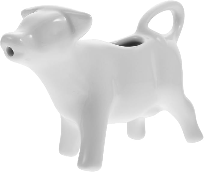 Gravy Boat Porcelain Cow Creamer Ceramic Coffee Creamer Serving Pitcher Jug Animal Shaped Sauce Server Cup Flower Vase for Kitchen Cafes Restaurants Hotels 40ML White Espresso Machine