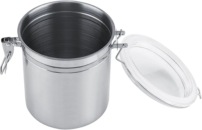 Cocoarm Stainless Steel Coffee Canister, Airtight Vacuum Sealed Storage Container with Clamp Lid, Large, for Coffee Bean Tea Sugar