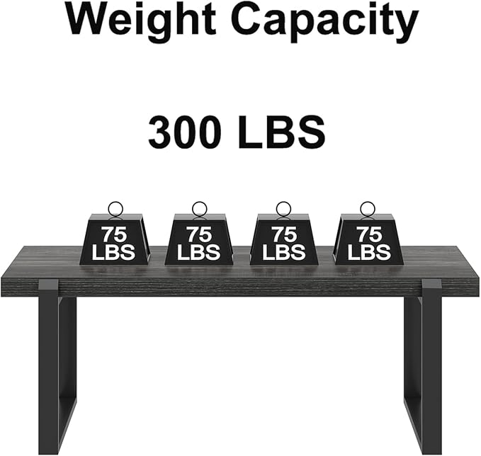 FOLUBAN Coffee Table, Modern Industrial Wood and Metal Center Table, Rectangle Cocktail Tea Table for Living Room, Dark Gray, 44 Inch