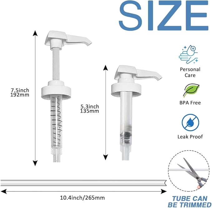 8 Pack Gallon Jug Pump Dispenser 38-400 White Pump for Gallon Jug Dispensing - 7cc Lotion Gallon Shampoo Pump Top Replacement, Fits 1 Gallon Bottle 64oz 128oz Hand Sanitizer Containers, Plus Labels