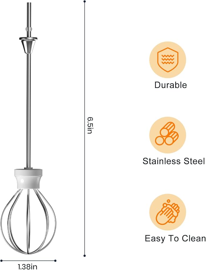 YUSWKO Handheld Rechargeable Milk Frother Balloon Whisk Rods (2 Pcs) Frothing Accessory